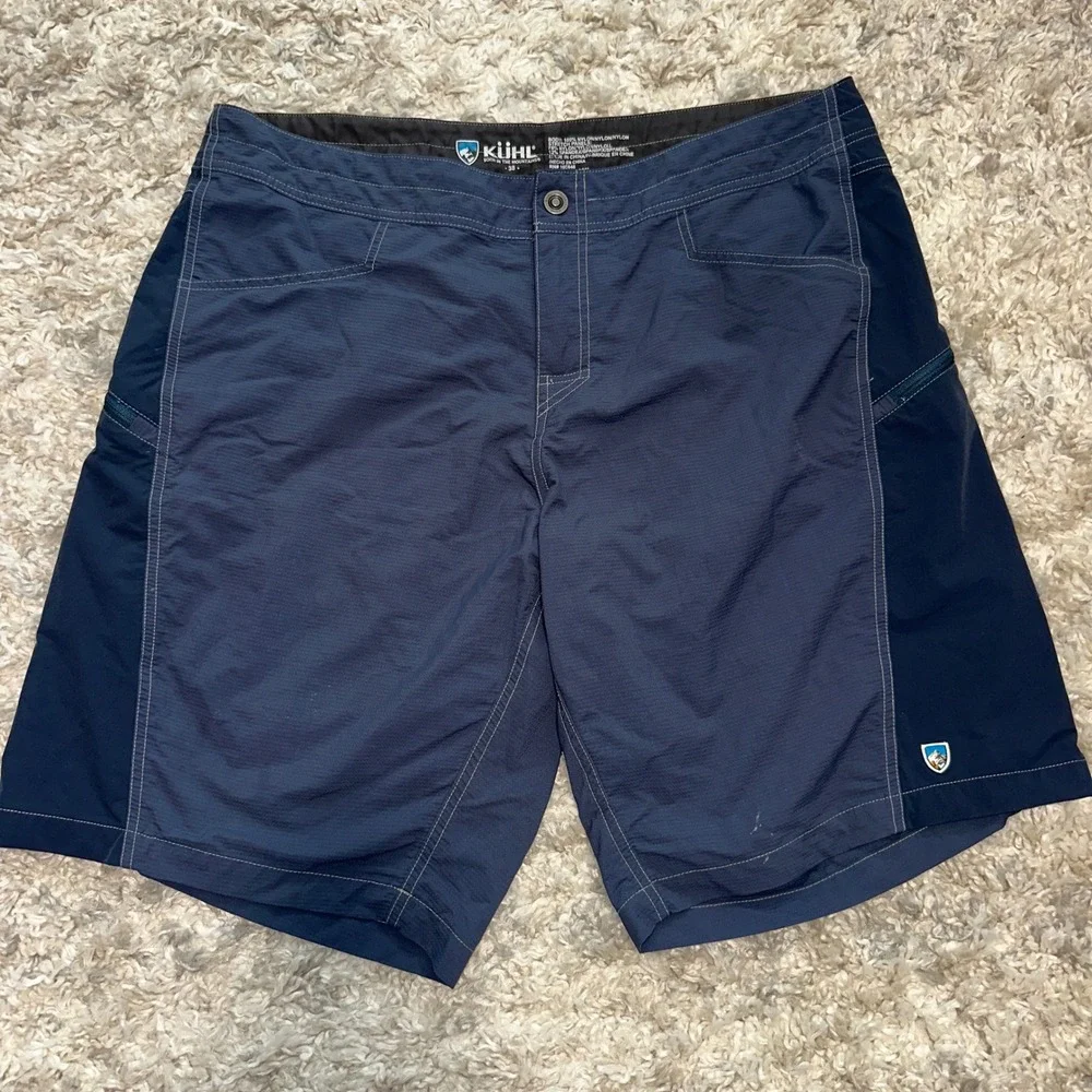 Kuhl Mens Navy Blue Stretch Hiking Shorts Size 38 Technical Outdoor Cargo